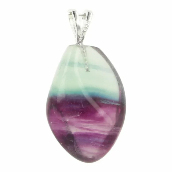 Regenboog fluoriet hanger met oogje van zilver