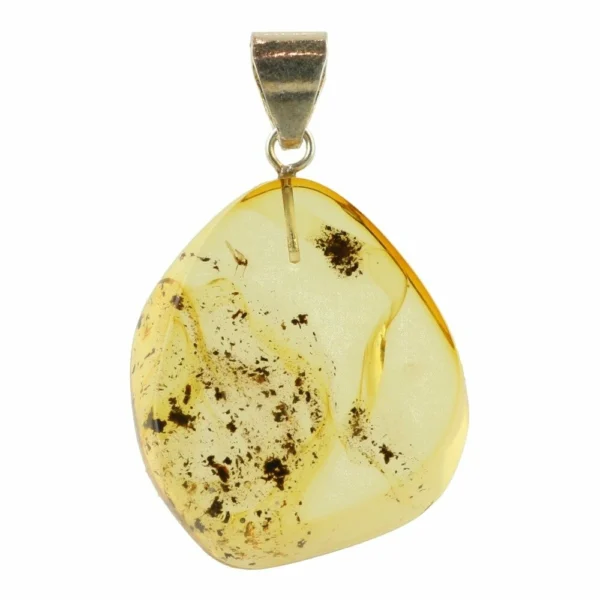 Fraaie grote platte barnsteen hanger met zilveren oogje 'nr7' uit Litouwen