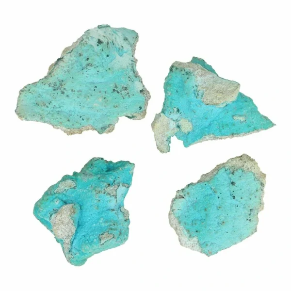 Fraaie stukjes ruwe chrysocolla van 6-8cm lang