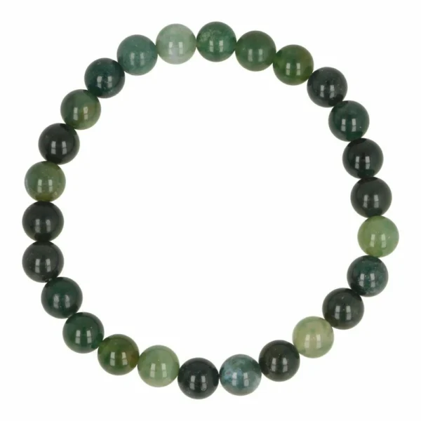 Mooie donkergroene mosagaat herenarmband met kralen van 8mm en een polsomtrek van 19cm