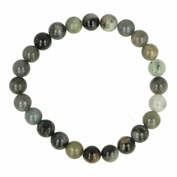 Groene smaragd armband met kralen van 8mm op rekbaar koord en een polsomtrek van 16-17cm