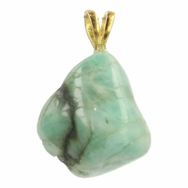 Fraaie groene smaragd hanger met gouden oogje van verguld zilver