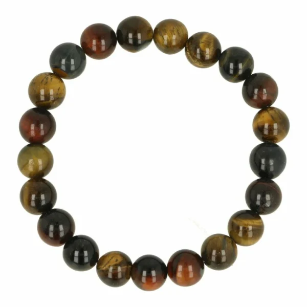 Bijzonder fraaie tijgeroog herenarmband 10mm multicolor met meerdere kleuren tijgeroog en een polsomtrek van 18cm