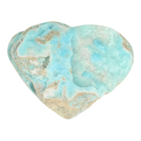 Fraai soort carribean blue calciet hart van maar liefst 13cm breed