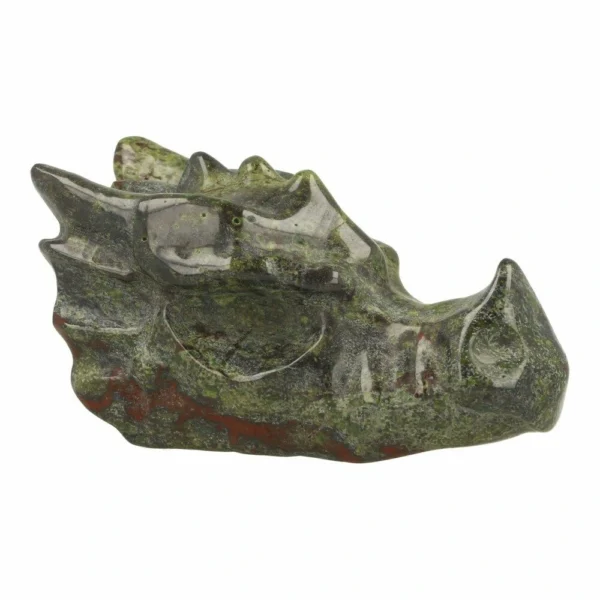Fraaie grote drakenbloedsteen drakenkop van ruim 12cm lang