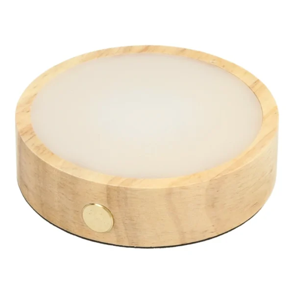 Mooi oplaadbaar USB lampje van 8cm in natuurlijk hout