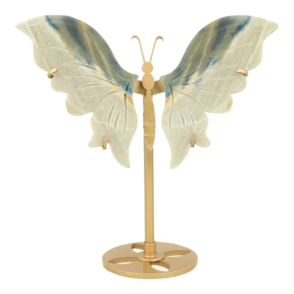 Fraaie trolleiet vlinder op goudkleurige standaard