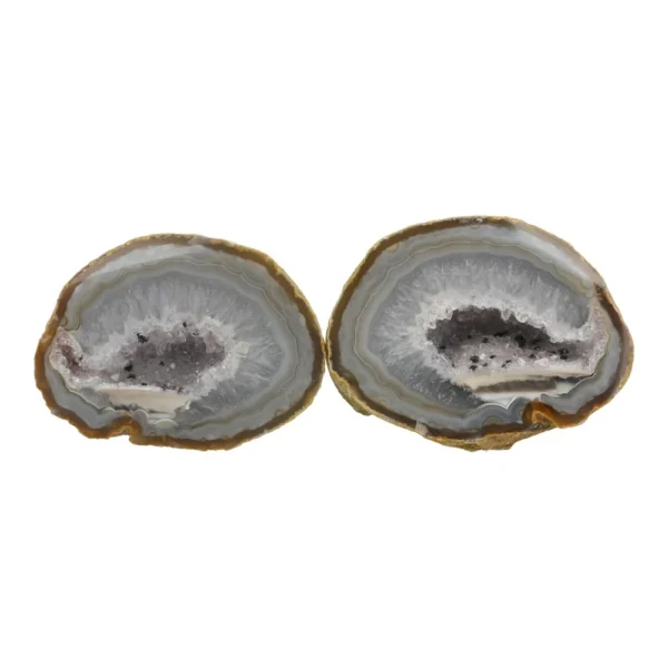 Fraai agaat geodepaar 'nr8' uit Brazilie met lichte amethist