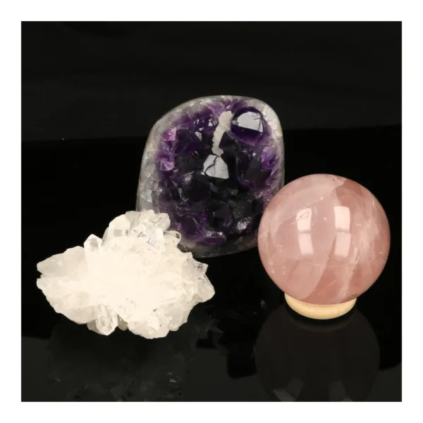 Fraaie gouden driehoek edelstenen set GD06 met zorg samengesteld op energie