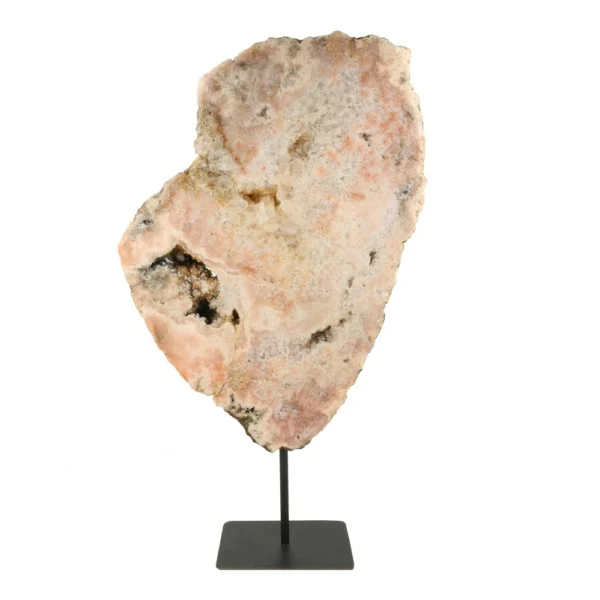 Fraaie grote roze amethist op standaard van 37cm hoog