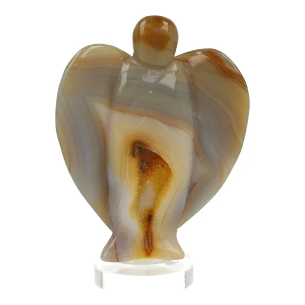 Bijzonder agaat engel nr3 op standaard met holte met kristallen