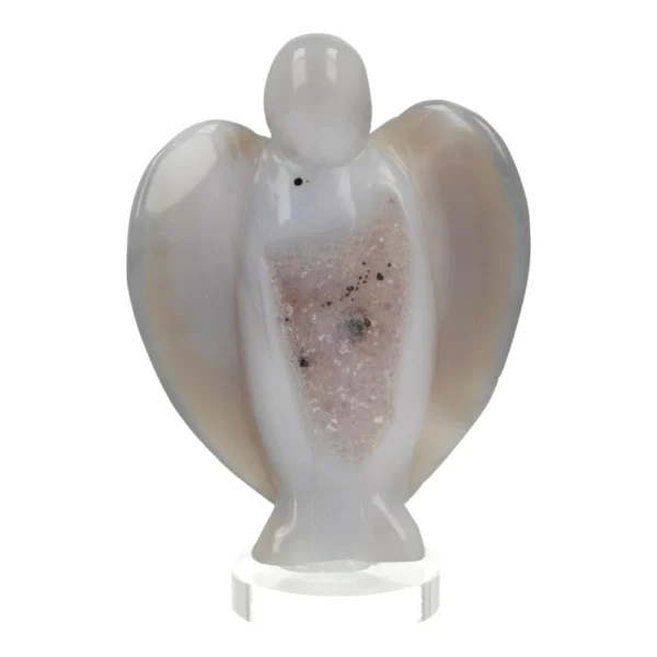 Fraaie agaat engel nr5 met lichte amethistkristallen en 10cm hoog