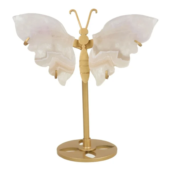 Fraaie bloemagaat vlinder op goudkleurige standaard nr2