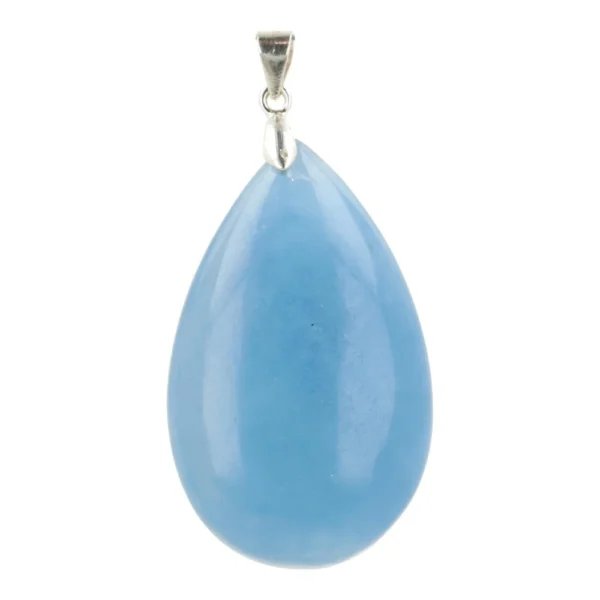 Fraaie blauwe aquamarijn hanger in druppelvorm met zilveren oogje nr3