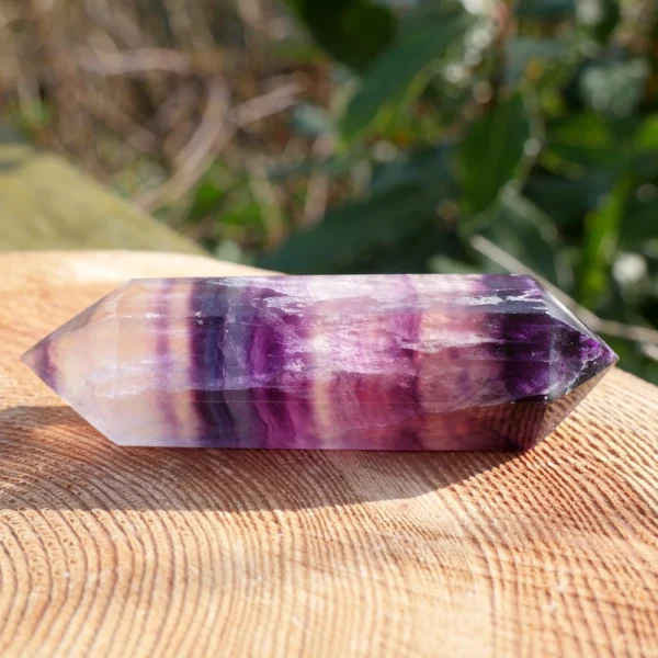 Fraaie regenboog fluoriet geslepen dubbeleinder van 89mm lang