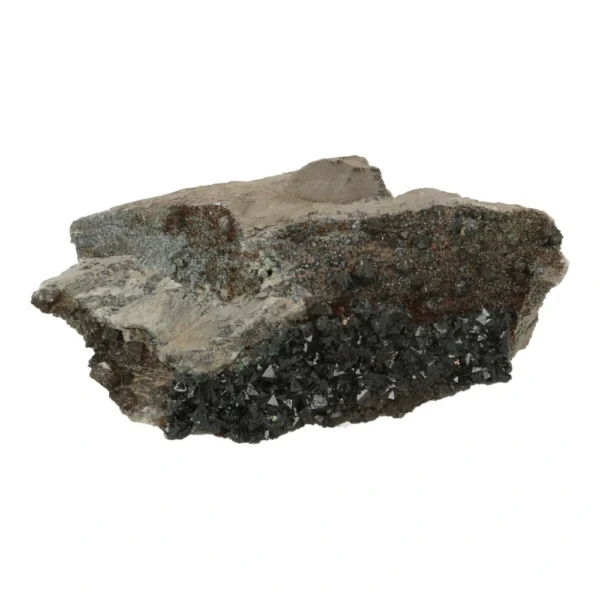 Mooi plat stuk libetheniet met grote donkergroene kristallen 'nr13'