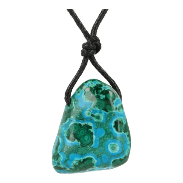 Fraaie malacolla hanger doorboord, ook wel malachiet met chrysocolla