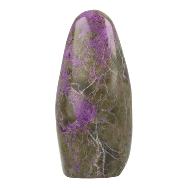 Mooie grote stichtiet met serpentijn gepolijst van ruim 15cm hoog