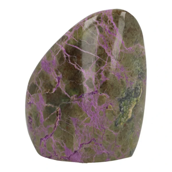 Fraaie paars met groene stichtiet vrije vorm van 94mm hoog uit Zuid-Afrika